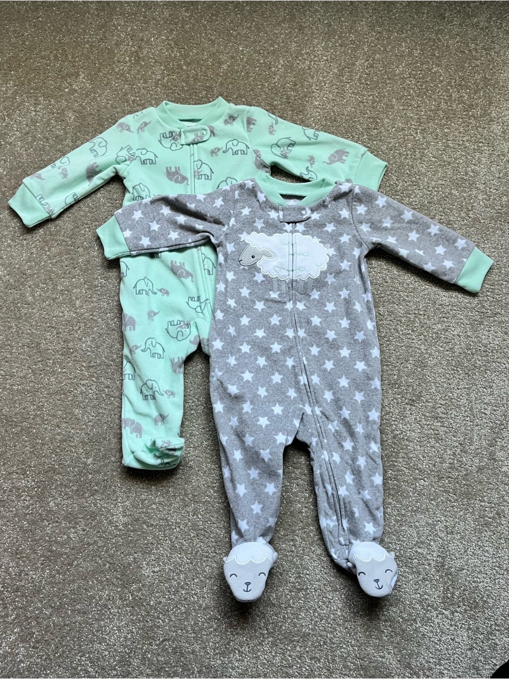 2 One-Piece Fleece Sleepers NWOT